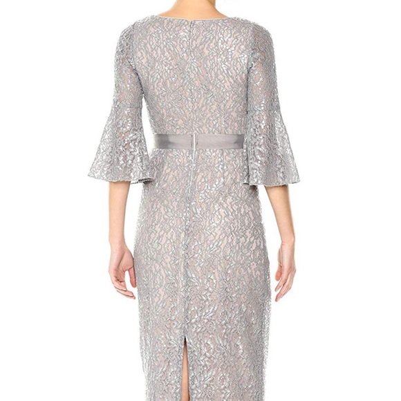 Calvin Klein Sequined Lace Bell Sleeve Long Dress - Picture 4 of 8